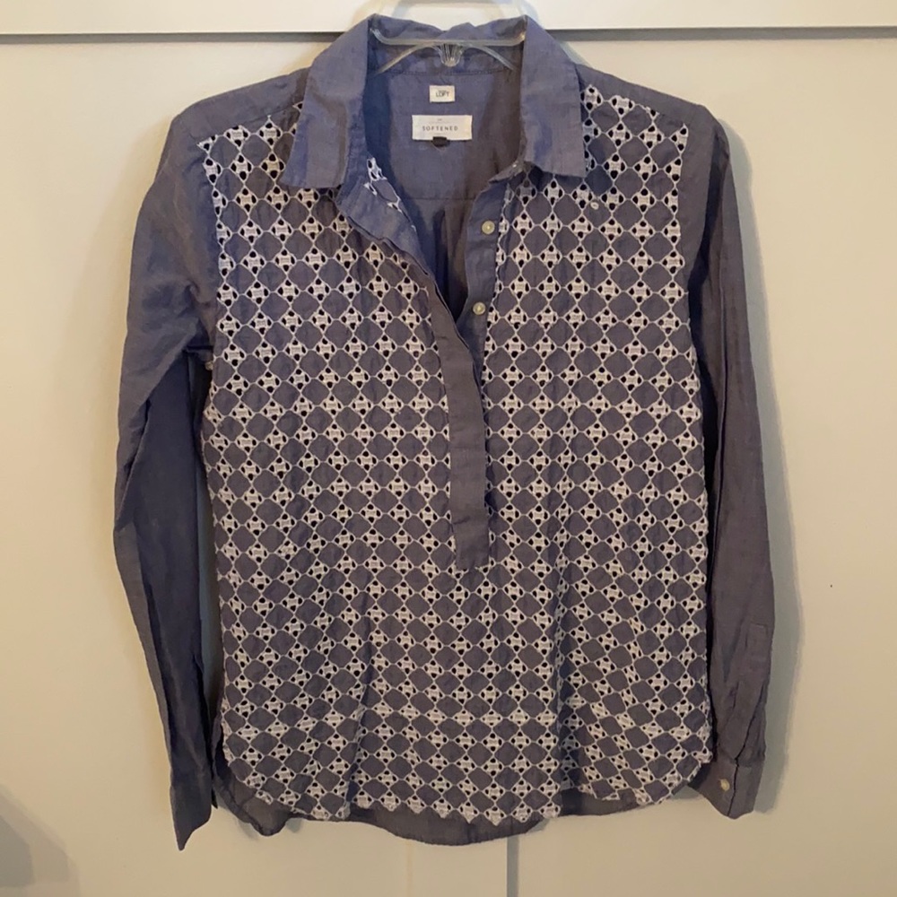 Ann Taylor LOFT The Softened Shirt Eyelet Tunic